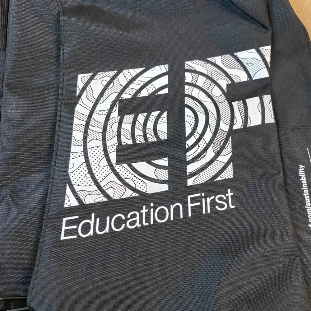 Education First Backpack Lightweight Travel Teacher School Bag EF Logo Black New